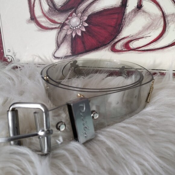 Daily Brand Clear PVC Belt Golf Bag Studs Gold Silver Transparent Y2K Style - Picture 4 of 10